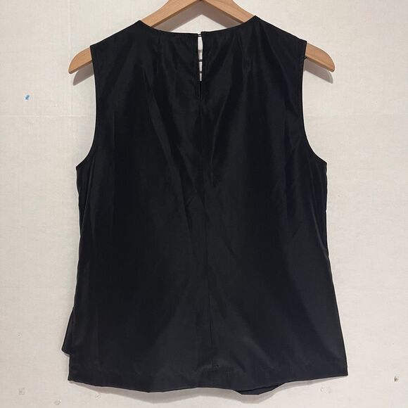 J Crew Black Diagonal Ruffle Sleeveless Top   Size 6   NWT - Picture 2 of 5